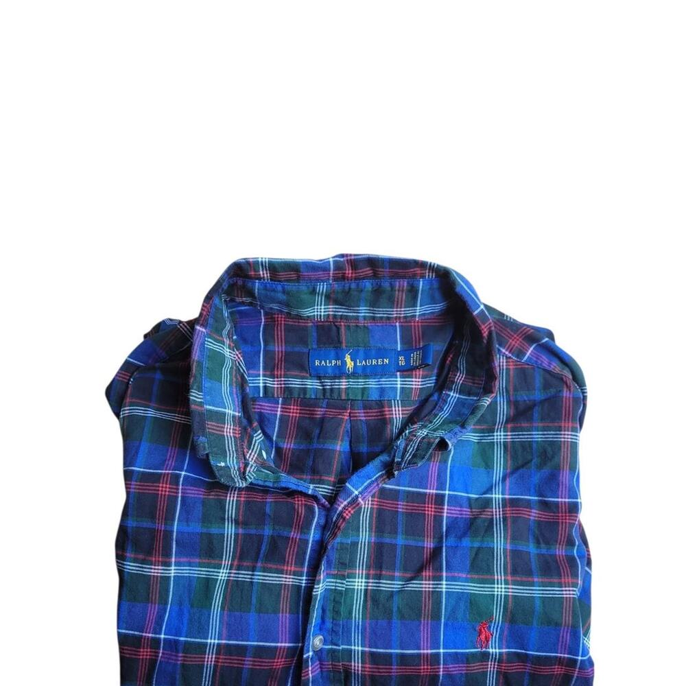 Ralph Lauren Blue Plaid Button-up Shirt Size XL
